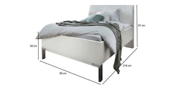 BETT 90/200 cm in Weiß - Chromfarben/Weiß, KONVENTIONELL, Holzwerkstoff/Textil (90/200cm) - Dieter Knoll
