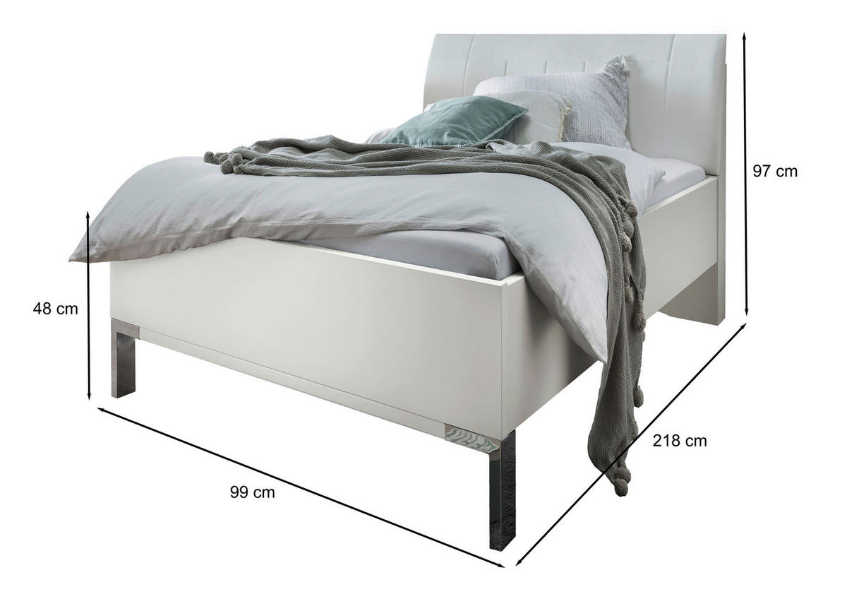 BETT 90/200 cm  in Weiss   - Chromfarben/Weiss, Konventionell, Holzwerkstoff/Textil (90/200cm) - Dieter Knoll