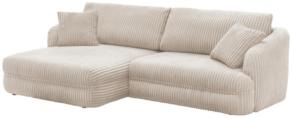 ECKSOFA in Cord Creme  - Creme/Schwarz, Design, Kunststoff/Textil (161/284cm) - Livetastic
