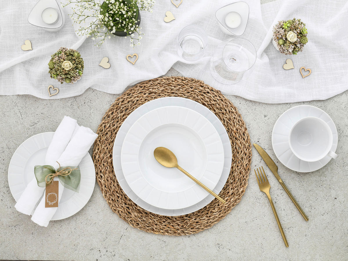 KOMBINOVANÁ SOUPRAVA, 30dílné, porcelán - bílá, Basics, keramika - Creatable