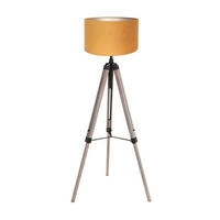STEHLEUCHTE - Eiche grau/Goldfarben, Trend, Naturmaterialien/Holz (75/170/75cm)