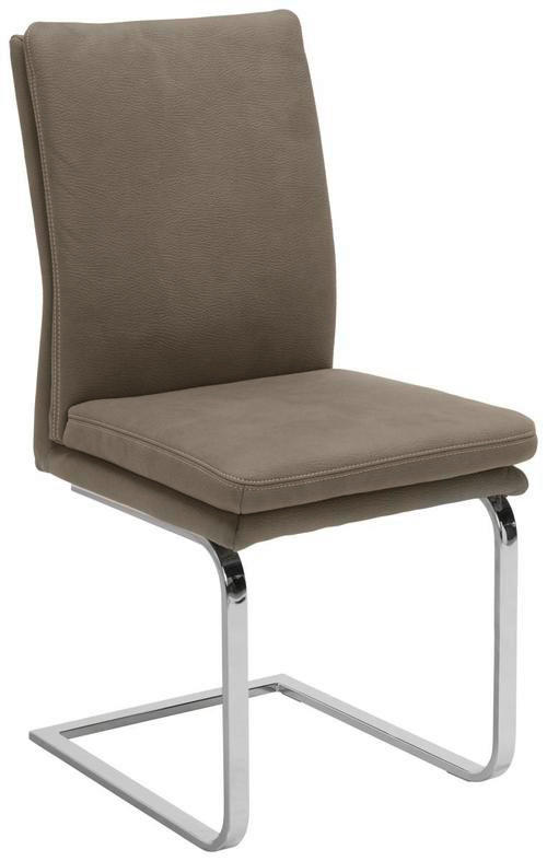SZÁNKÓTALPAS SZÉK fém, textil szürke, króm  - bézs/króm, Design, textil/fém (47/100/64cm) - Novel