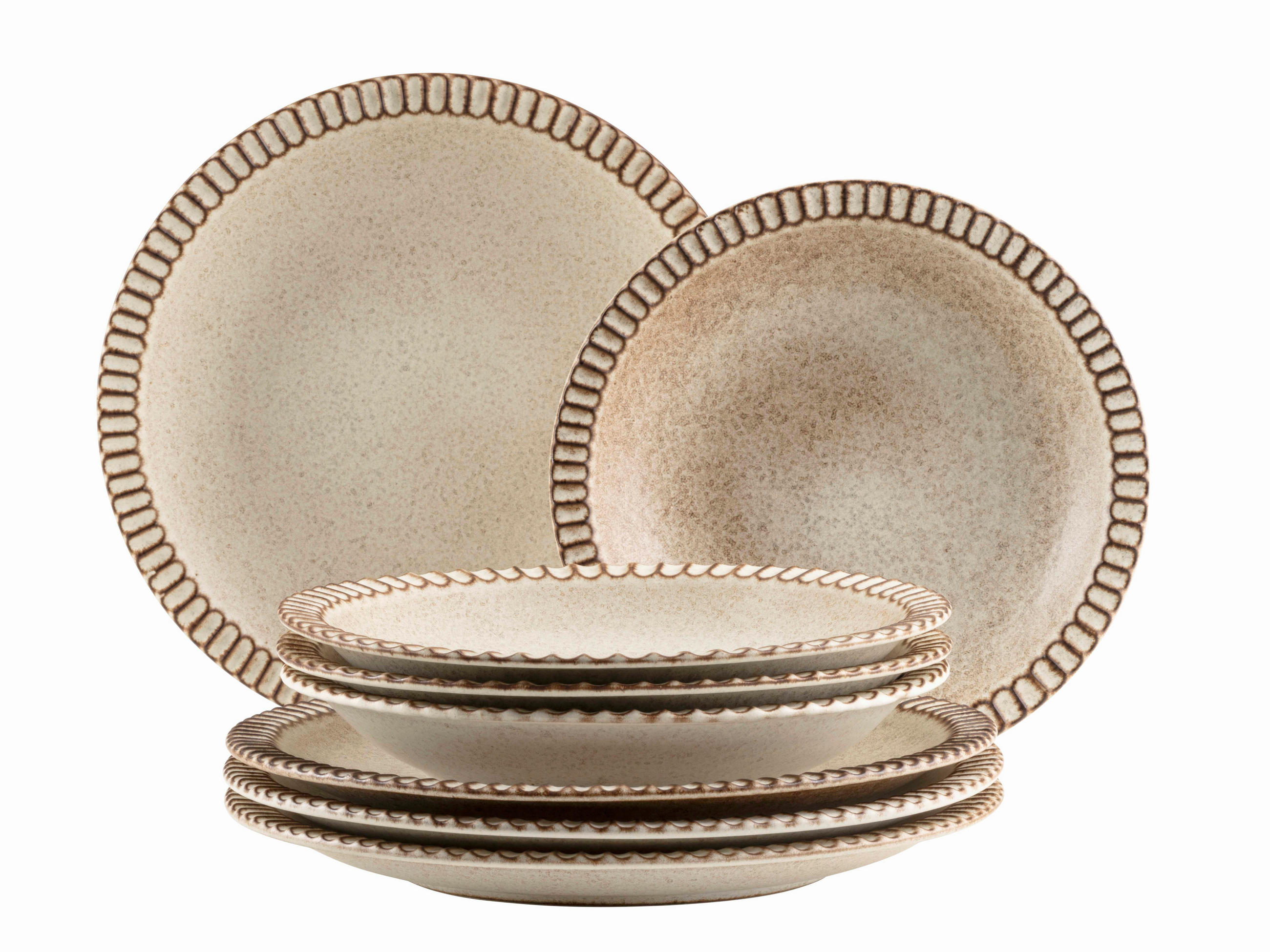 TELLERSET IDA 8-teilig  - Beige, Basics, Keramik - Mäser