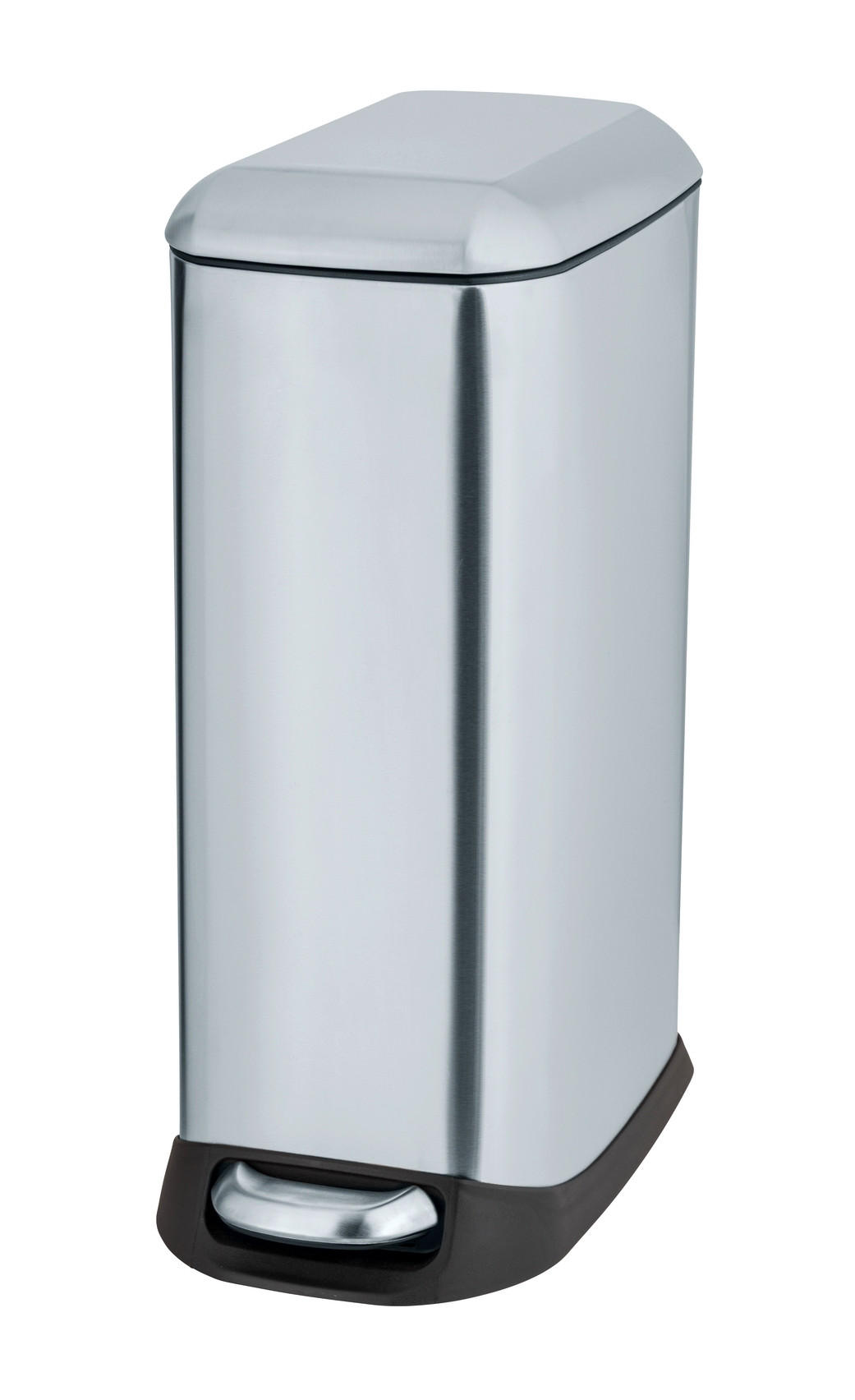 TRETEIMER 12 L  - Edelstahlfarben/Schwarz, Basics, Kunststoff/Metall (20,5/46/36cm) - Wenko