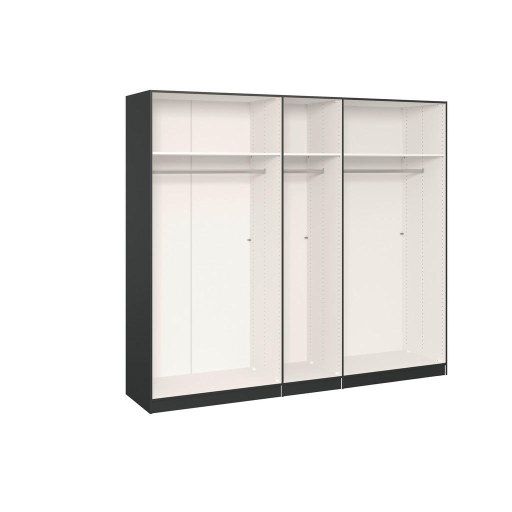 Thumbnail - Boxxx Drehtürenschrank, Anthrazit, Schwarz, Holzwerkstoff, 3 Fächer, 253x236x59 cm, erweiterbar, Beimöbel erhältlich, um...