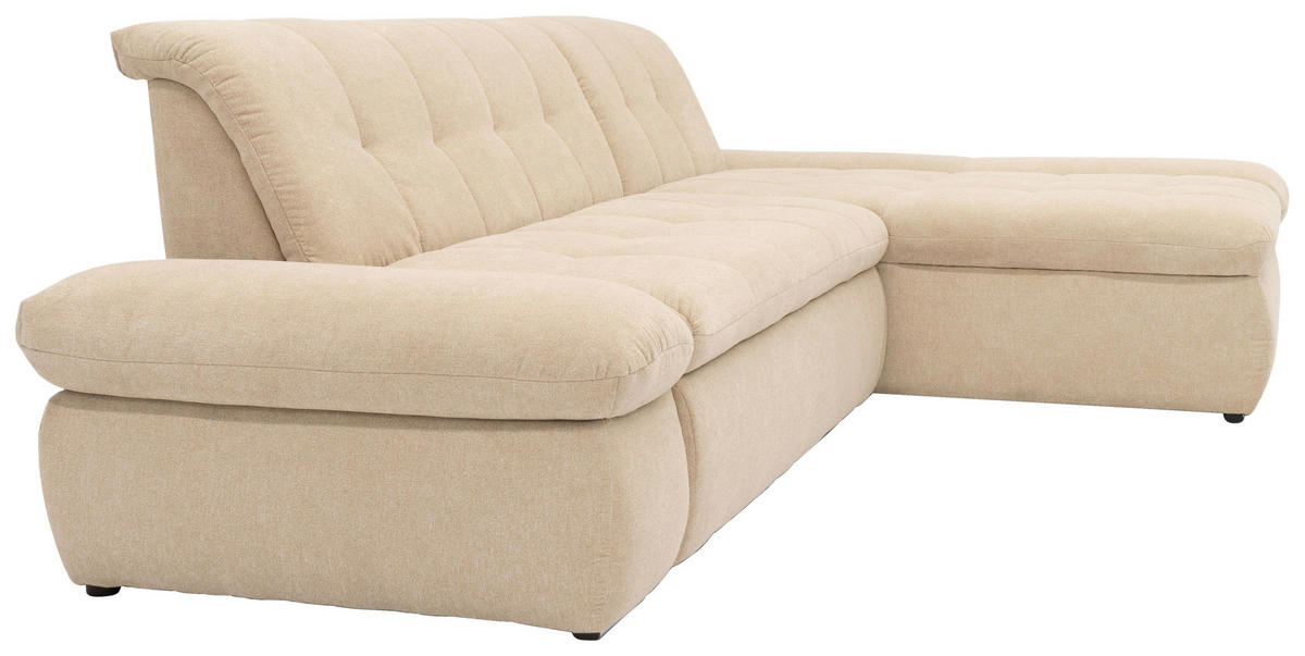 ECKSOFA Beige Mikrofaser  - Chromfarben/Beige, KONVENTIONELL, Textil/Metall (300/172cm) - MID.YOU