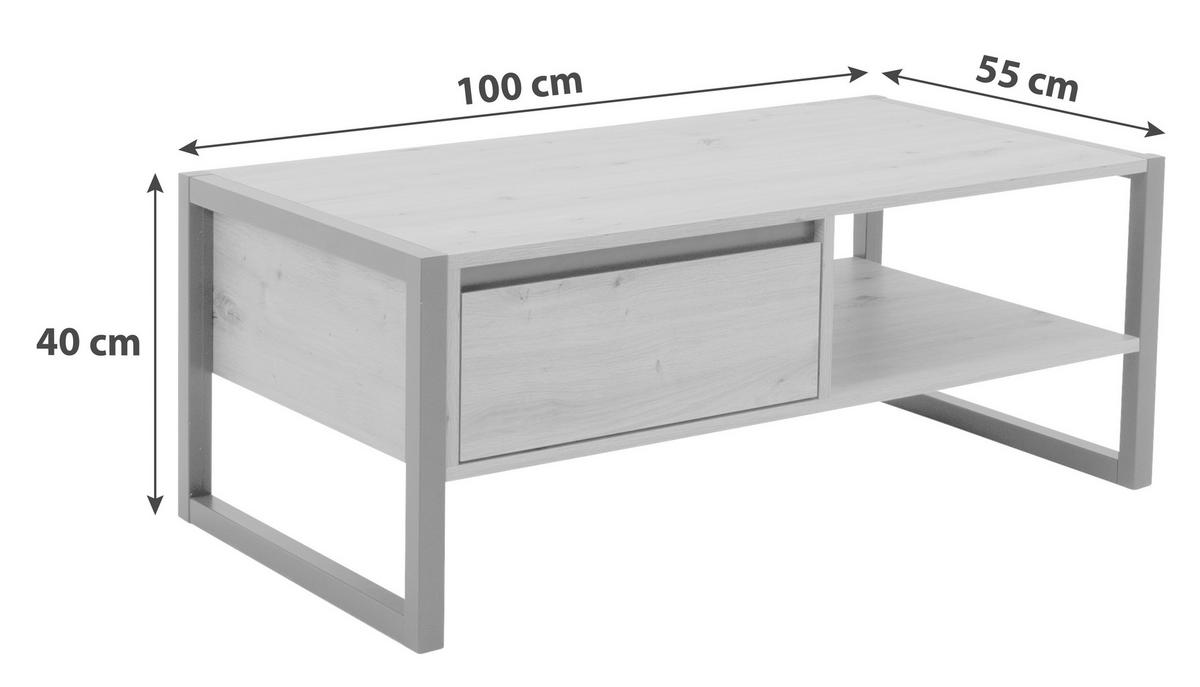 KLUBSKA MIZA, barve hrasta, antracit  - barve hrasta/antracit, Konvencionalno, leseni material (100/55/40cm) - MID.YOU