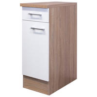KÜCHENUNTERSCHRANK 30/85/57 cm  in Weiß, Sonoma Eiche  - Alufarben/Weiß, KONVENTIONELL, Holzwerkstoff/Kunststoff (30/85/57cm) - FlexWell