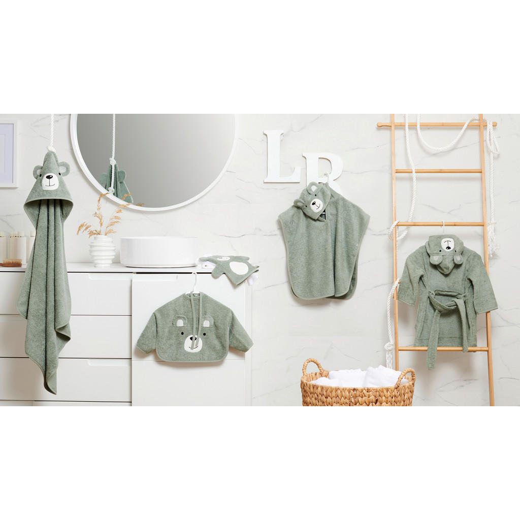 Thumbnail - Avelia Kinderbademantel, Mintgrün, Textil, Bär, Gr. 0-3, ISO 9001, Gots, AZO-frei, Oeko-Tex® Standard 100, Global Recycl...