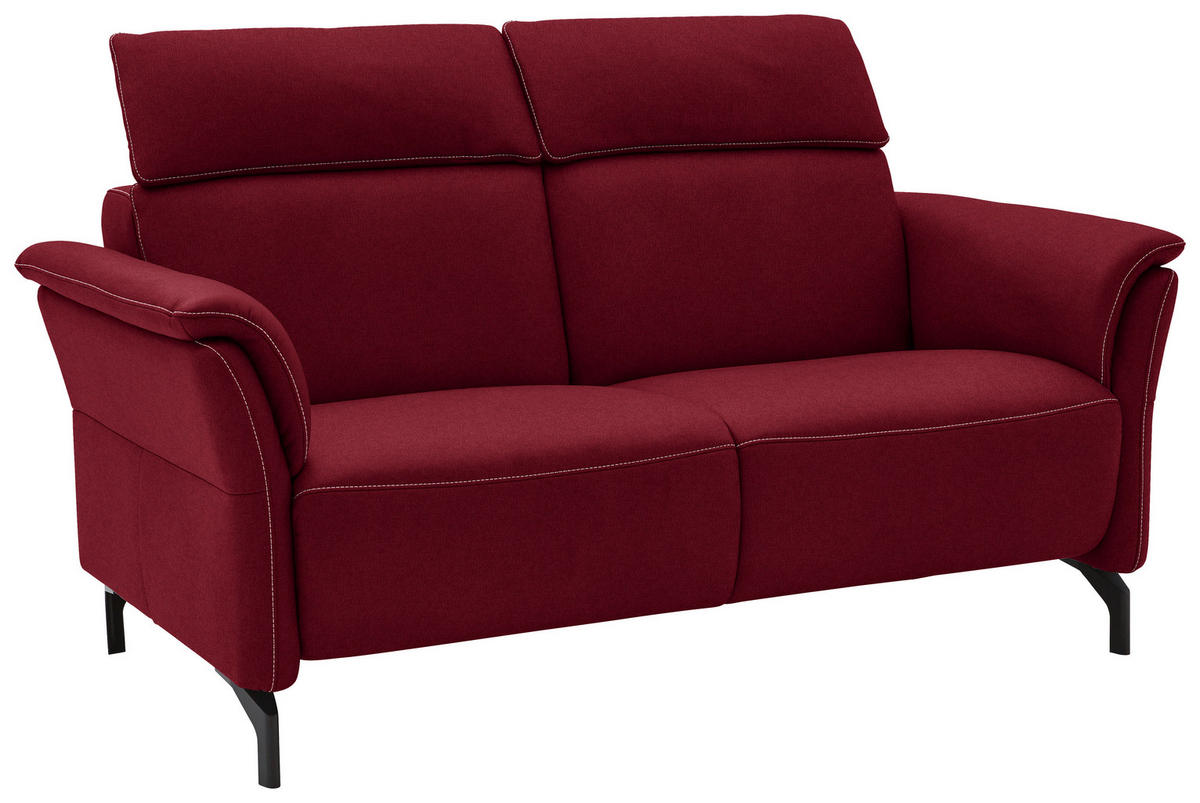 2-SITZER-SOFA in Mikrofaser Rot  - Rot/Schwarz, Konventionell, Textil/Metall (178/103/95cm) - Dieter Knoll