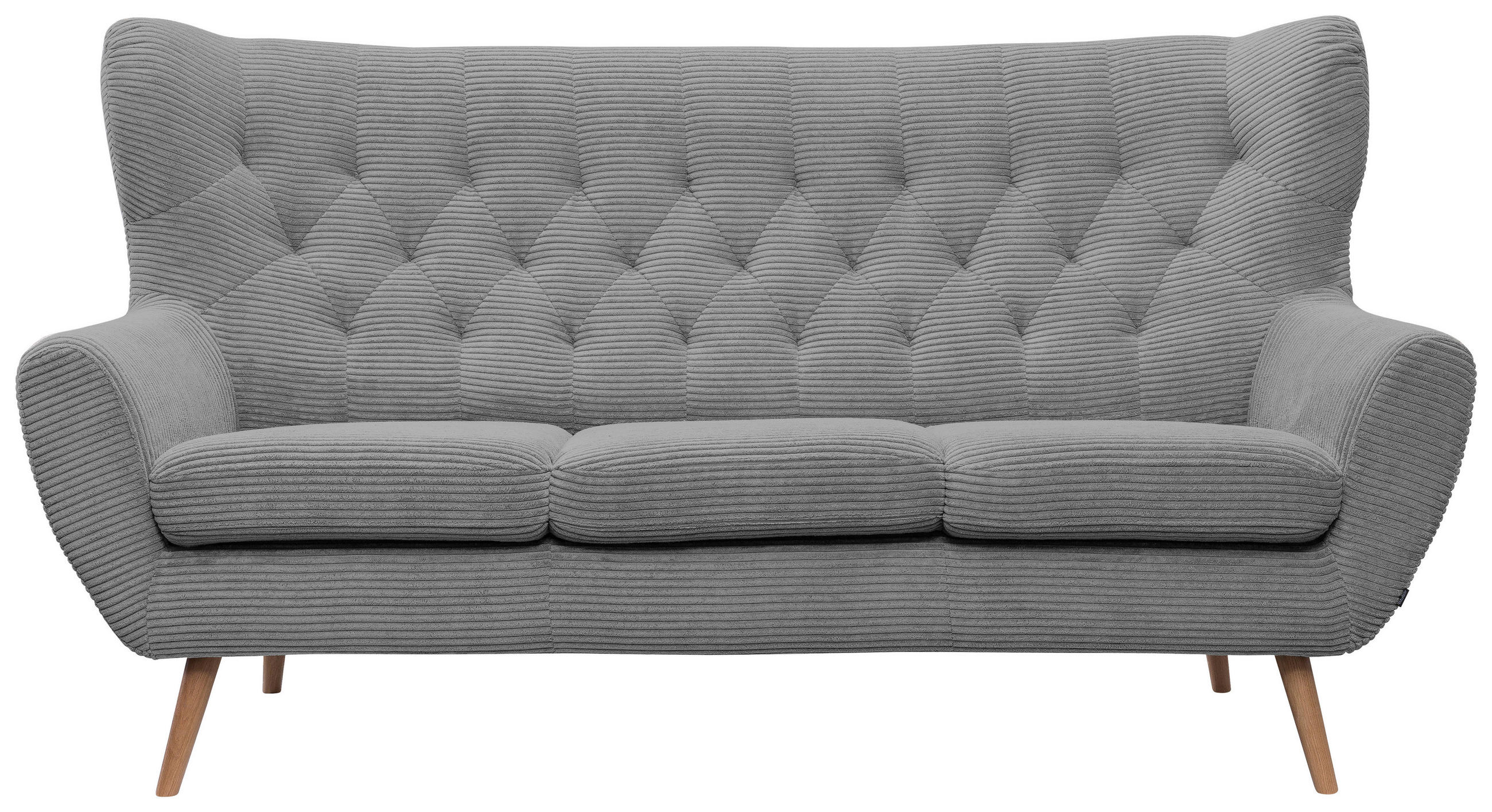 3-SITZER-SOFA Cord Hellgrau  - Hellgrau, Design, Holz/Textil (187/101/95cm) - Stylife