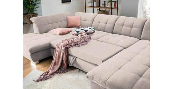 WOHNLANDSCHAFT  in Mikrofaser Ecru  - Chromfarben/Ecru, Design, Kunststoff/Textil (211/350/204cm) - Xora