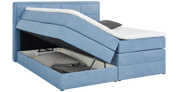 BOXSPRINGBETT 160/200 cm  in Blau  - Blau/Schwarz, KONVENTIONELL, Kunststoff/Textil (160/200cm) - Carryhome