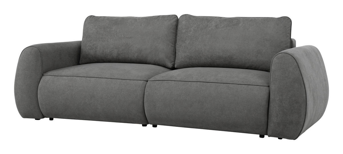 SCHLAFSOFA Jacquard Dunkelgrau  inkl. Rückenkissen, Bettkasten, Schlaffunktion, Rücken echt, Liegefläche im Originalstoff  - Dunkelgrau/Schwarz, KONVENTIONELL, Kunststoff/Textil (257/96/110cm) - Milino