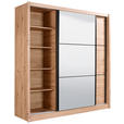 SCHIEBETÜRENSCHRANK 213/215,5/60 cm 2-türig Eiche Artisan  - Schwarz/Eiche Artisan, Basics, Glas/Holzwerkstoff (213/215,5/60cm) - Xora
