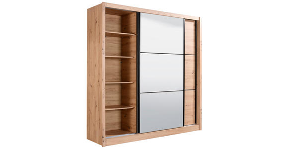 SCHIEBETÜRENSCHRANK 213/215,5/60 cm 2-türig Eiche Artisan  - Schwarz/Eiche Artisan, Basics, Glas/Holzwerkstoff (213/215,5/60cm) - Xora