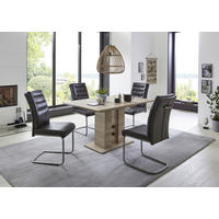 TISCHGRUPPE   - Eichefarben/Anthrazit, MODERN, Textil/Metall (140-220/76/90cm) - MID.YOU