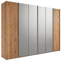 KLEIDERSCHRANK Silberfarben, Eichefarben, Bronzefarben  - Eichefarben/Silberfarben, Natur, Glas/Holz (299/222,3/57cm) - Valdera