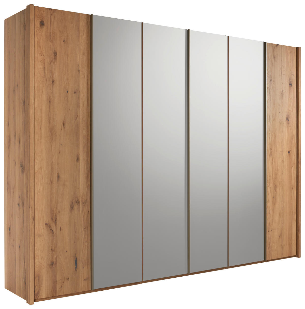KLEIDERSCHRANK Silberfarben, Eichefarben, Bronzefarben  - Eichefarben/Silberfarben, Natur, Glas/Holz (299/222,3/57cm) - Valdera