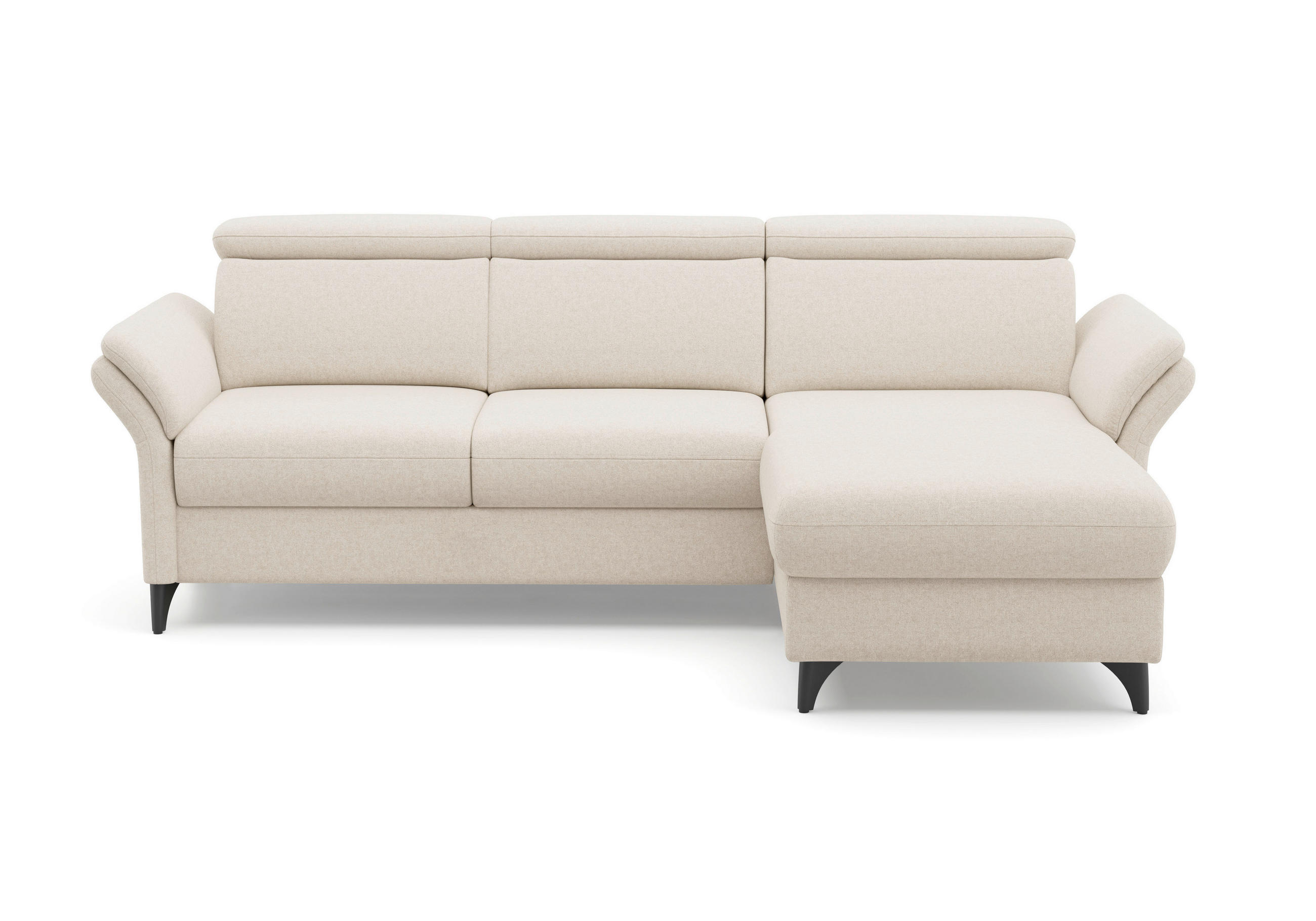 ECKSOFA Flachgewebe Creme  - Creme/Schwarz, Konventionell, Textil/Metall (253/166cm) - Sit & More