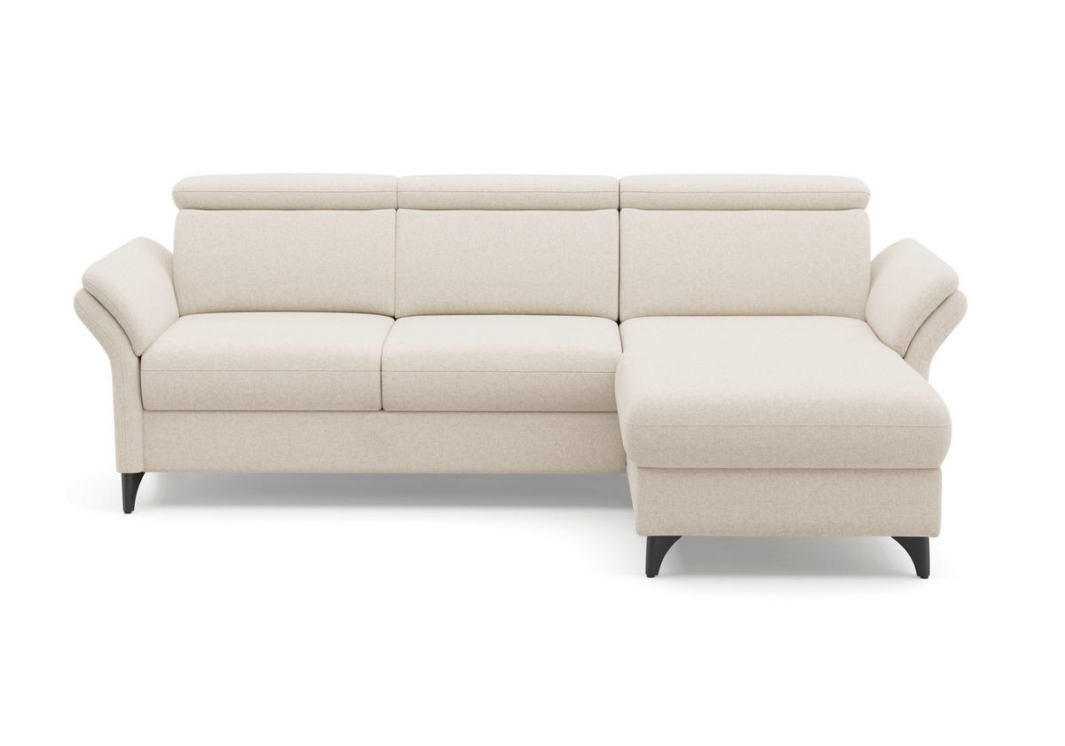ECKSOFA GLENDALE E Creme Flachgewebe  - Creme/Schwarz, KONVENTIONELL, Textil/Metall (253/166cm) - Sit & More