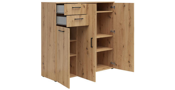 KOMMODE 120/115/40 cm in Eiche Artisan - Anthrazit/Schwarz, MODERN, Holzwerkstoff/Kunststoff (120/115/40cm) - Carryhome