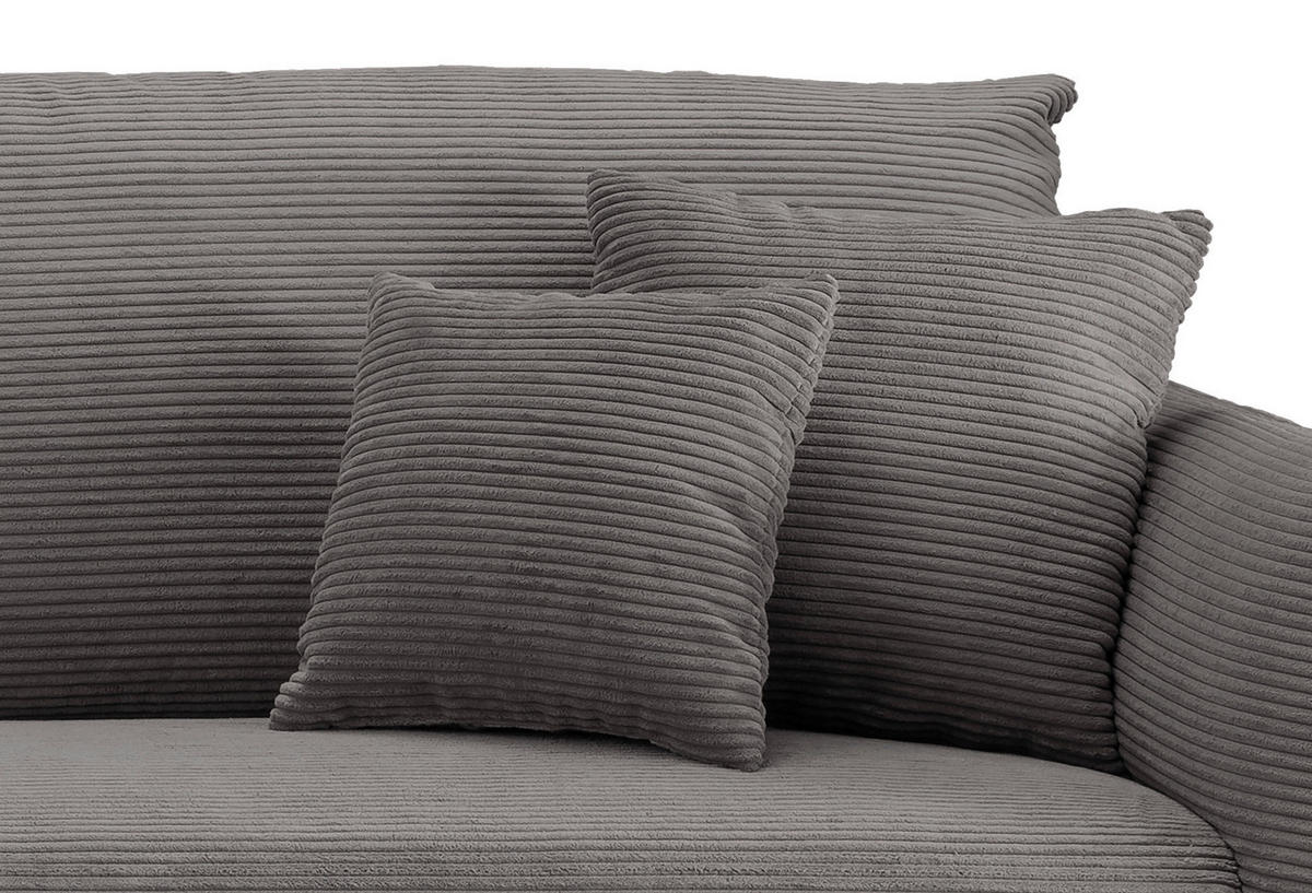 ECKSOFA in Cord Grau  - Schwarz/Grau, Design, Textil/Metall (178/264-302cm) - Livetastic