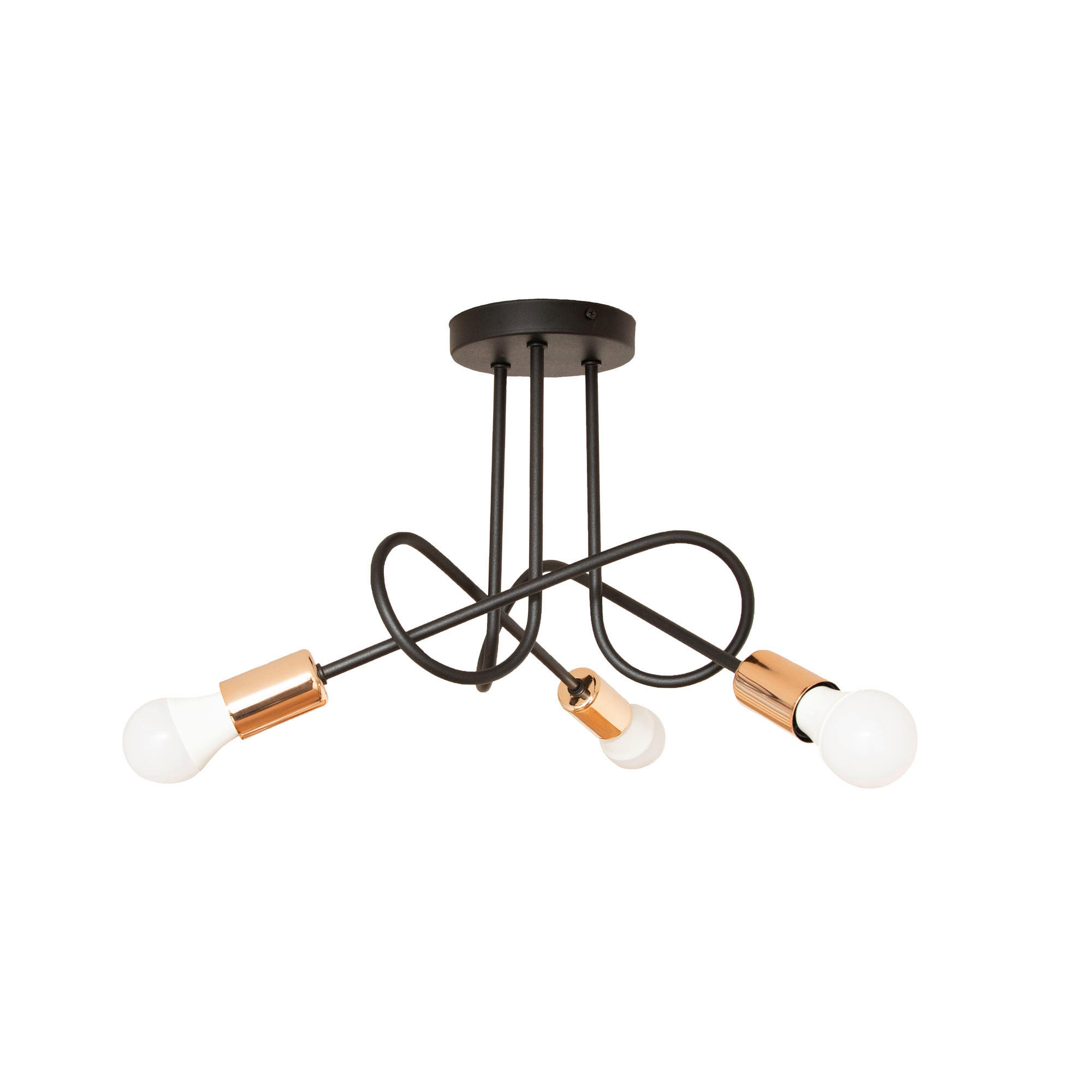 XXXLutz Deckenleuchte Oxford Schwarz, Kupfer 45x30x45 cm