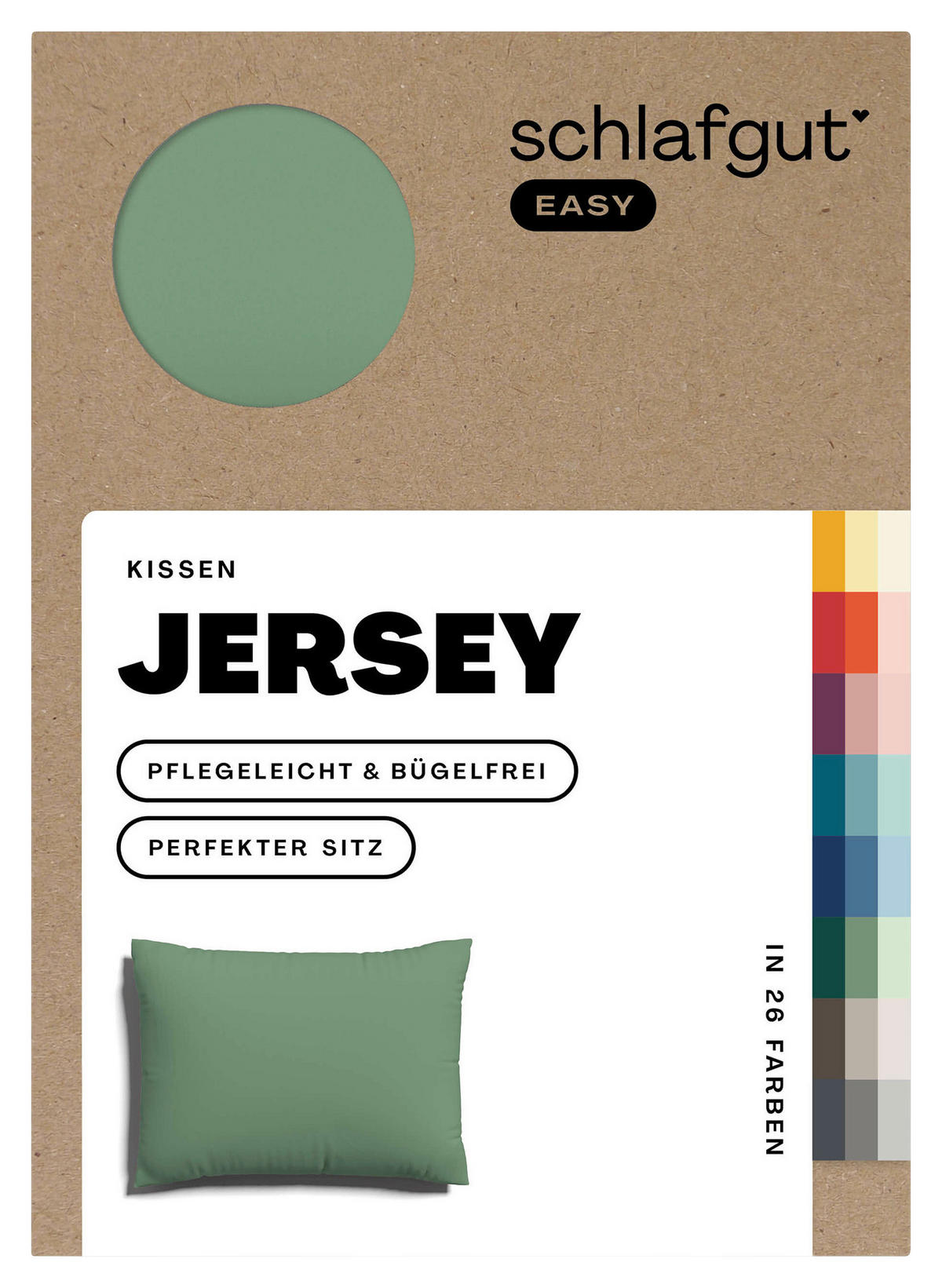 KOPFPOLSTERBEZUG EASY JERSEY 70/90 cm  - Grün, Basics, Textil (70/90cm) - Schlafgut