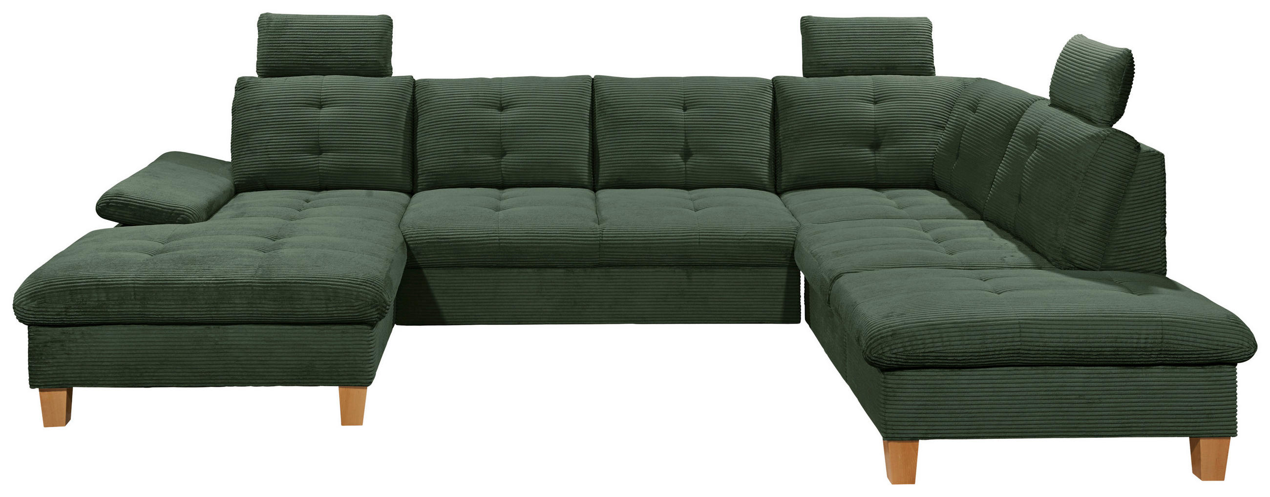 WOHNLANDSCHAFT in Cord Dunkelgrün  - Dunkelgrün/Eichefarben, Konventionell, Holz/Textil (170/324/220cm) - MID.YOU