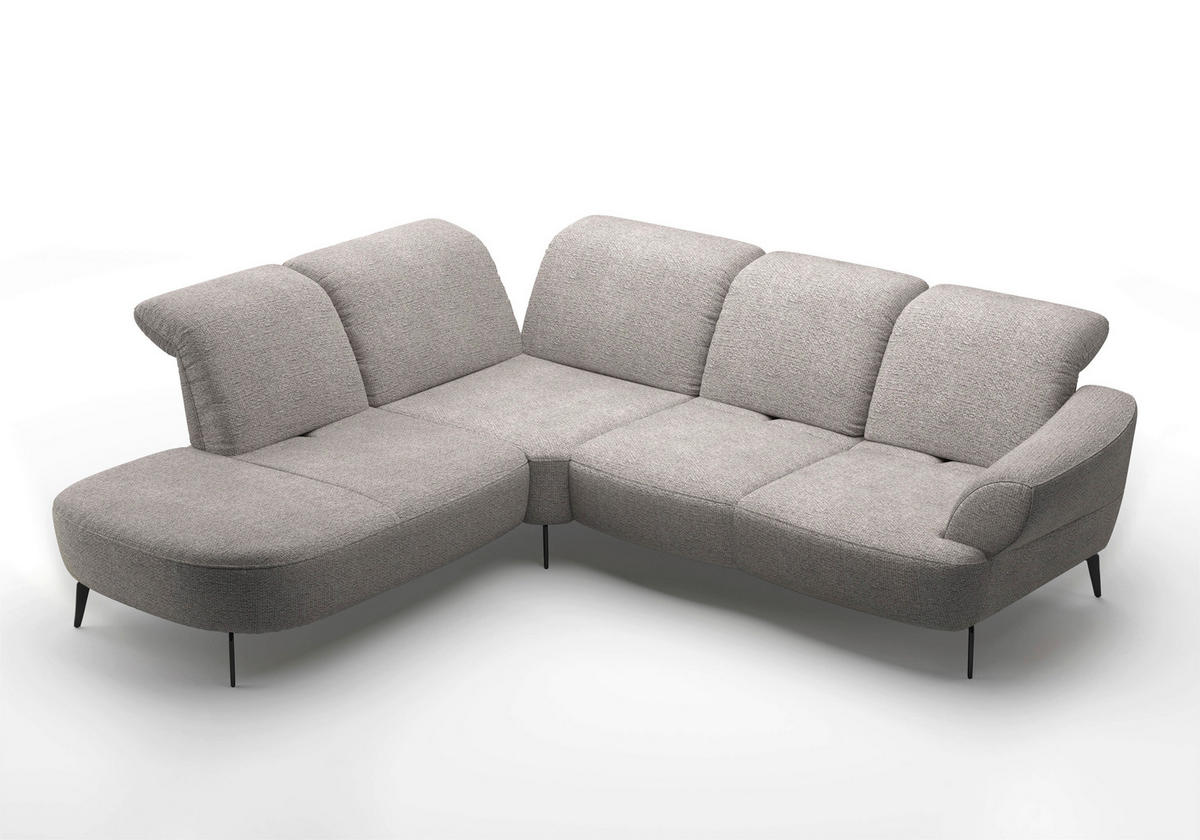 ECKSOFA DANCE E Silberfarben Chenille  - Silberfarben/Schwarz, MODERN, Textil/Metall (270/302cm) - Sit & More