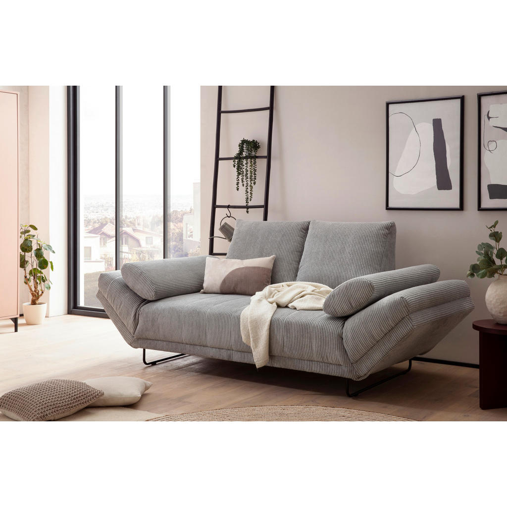 Thumbnail - Mid.you Schlafsofa, Hellgrau, Textil, Uni, 2-Sitzer, 210x95x97 cm, Made in EU, FSC Mix, Liegefunktion, Schlafen auf Sitz...