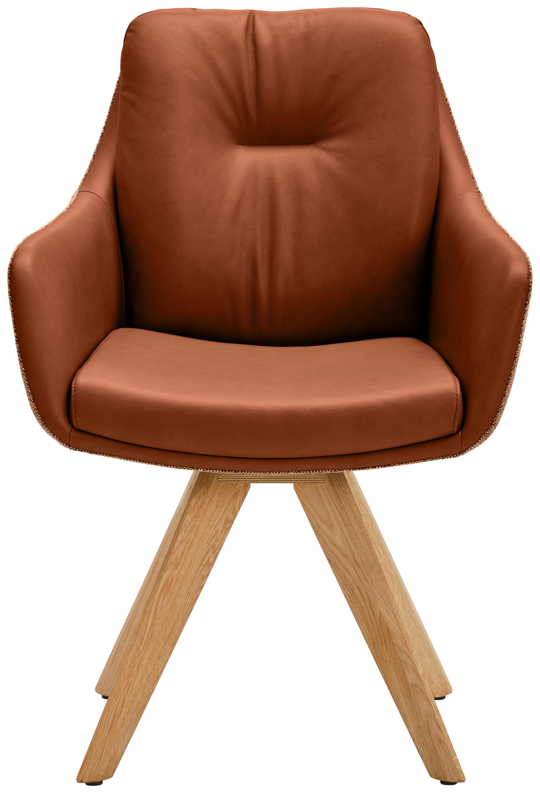 ARMLEHNSTUHL  in Webstoff Kombination Echtleder/Stoff pigmentiert  - Wildeiche/Cognac, Design, Leder/Holz (62/90/65cm) - Waldwelt