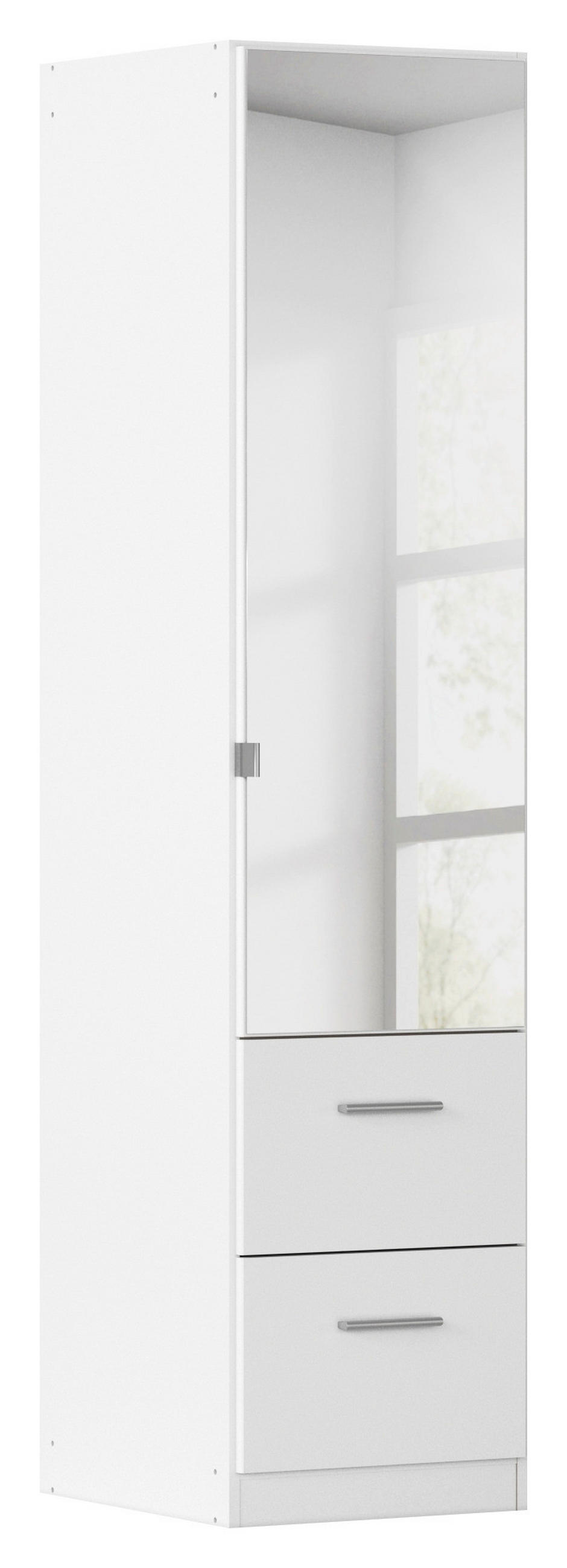 DREHTÜRENSCHRANK 47/197/54 cm,  in Weiß, 1-türig  - Alufarben/Weiß, KONVENTIONELL, Glas/Holzwerkstoff (47/197/54cm) - home24