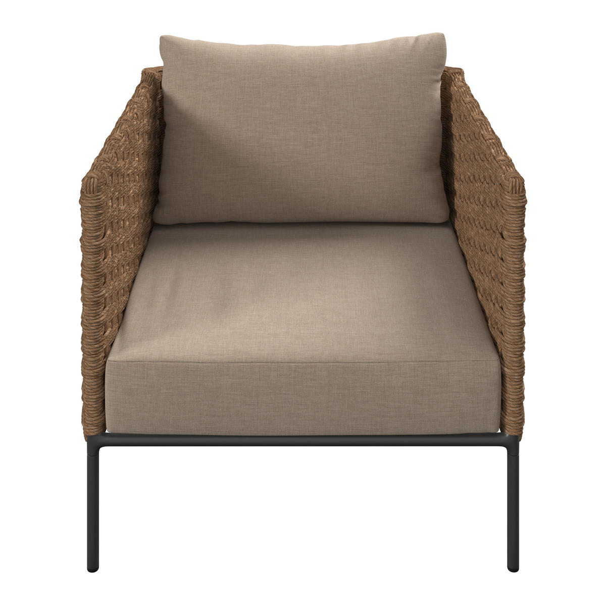 LOUNGEGARNITUR   Akazie vollmassiv Stahl  - Beige/Gelb, MODERN, Holz/Kunststoff - Beldano