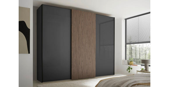 SCHWEBETÜRENSCHRANK 298/240/68 cm Anthrazit, Eichefarben  - Eichefarben/Anthrazit, Design, Glas/Holzwerkstoff (298/240/68cm) - Dieter Knoll