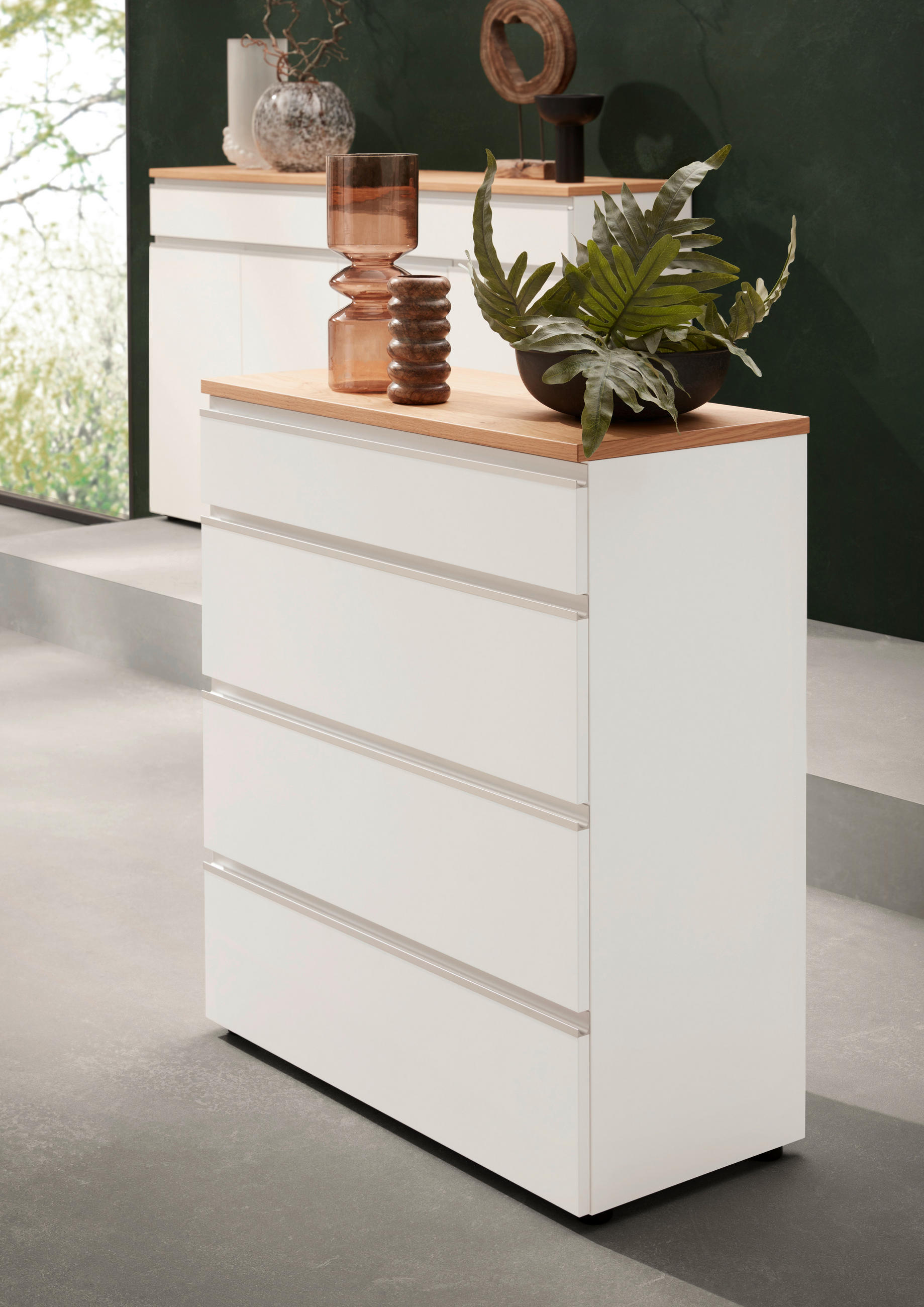 KOMMODE 90/102/41 cm  in Weiss  - Weiss/Eichefarben, Design, Holz/Holzwerkstoff (90/102/41cm) - Dieter Knoll