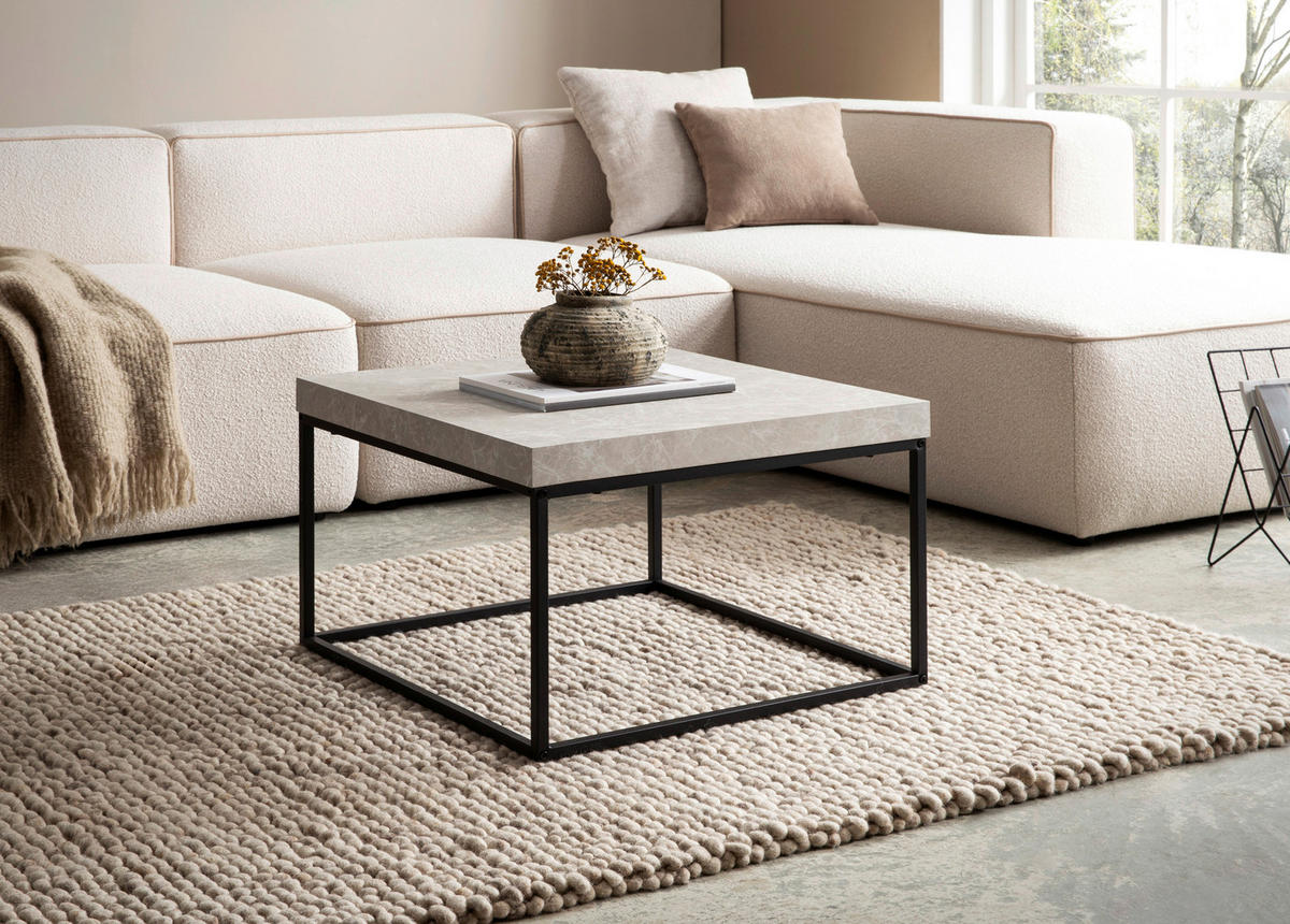 COUCHTISCH in Holzwerkstoff 60/60/38 cm  - Sandfarben/Schwarz, Design, Holzwerkstoff/Metall (60/60/38cm) - Livetastic
