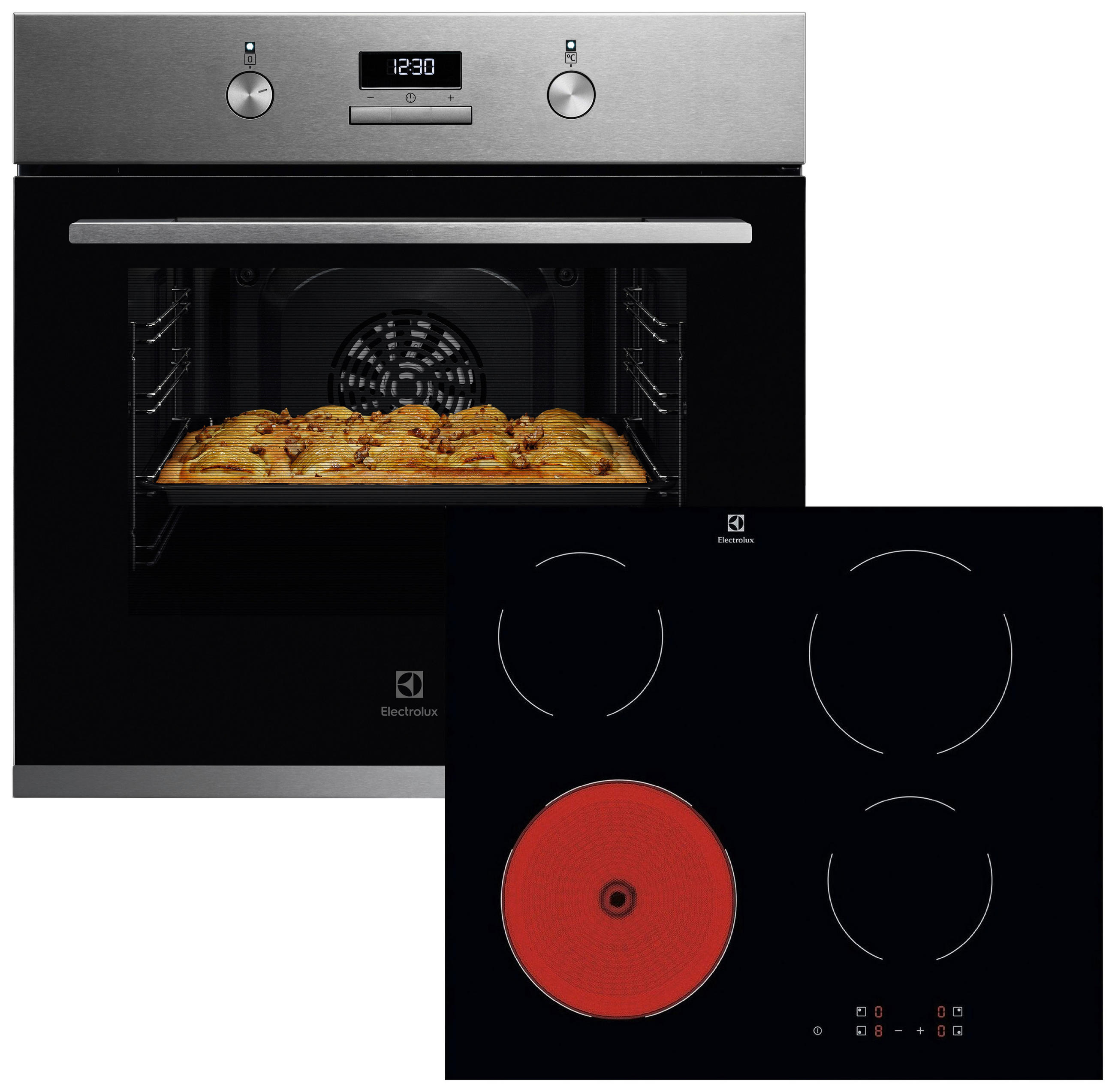 BACKOFENSET ELXB1X  - Edelstahlfarben/Schwarz, Basics, Glas/Metall (60/59,4/56cm) - Electrolux