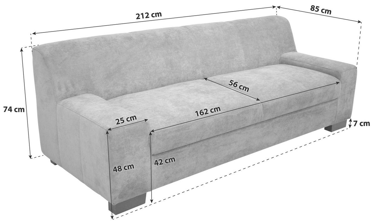 3-SITZER-SOFA in Webstoff Braun, Schwarz  - Wengefarben/Schwarz, Design, Holz/Textil (212/74/85cm) - MID.YOU