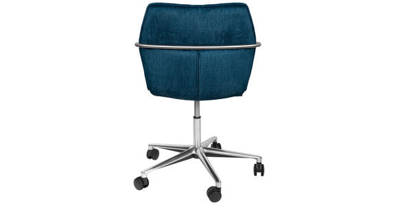 DREHSTUHL in Samt Blau, Edelstahlfarben - Blau/Chromfarben, Design, Kunststoff/Textil (56,5/82-94/60cm) - Novel