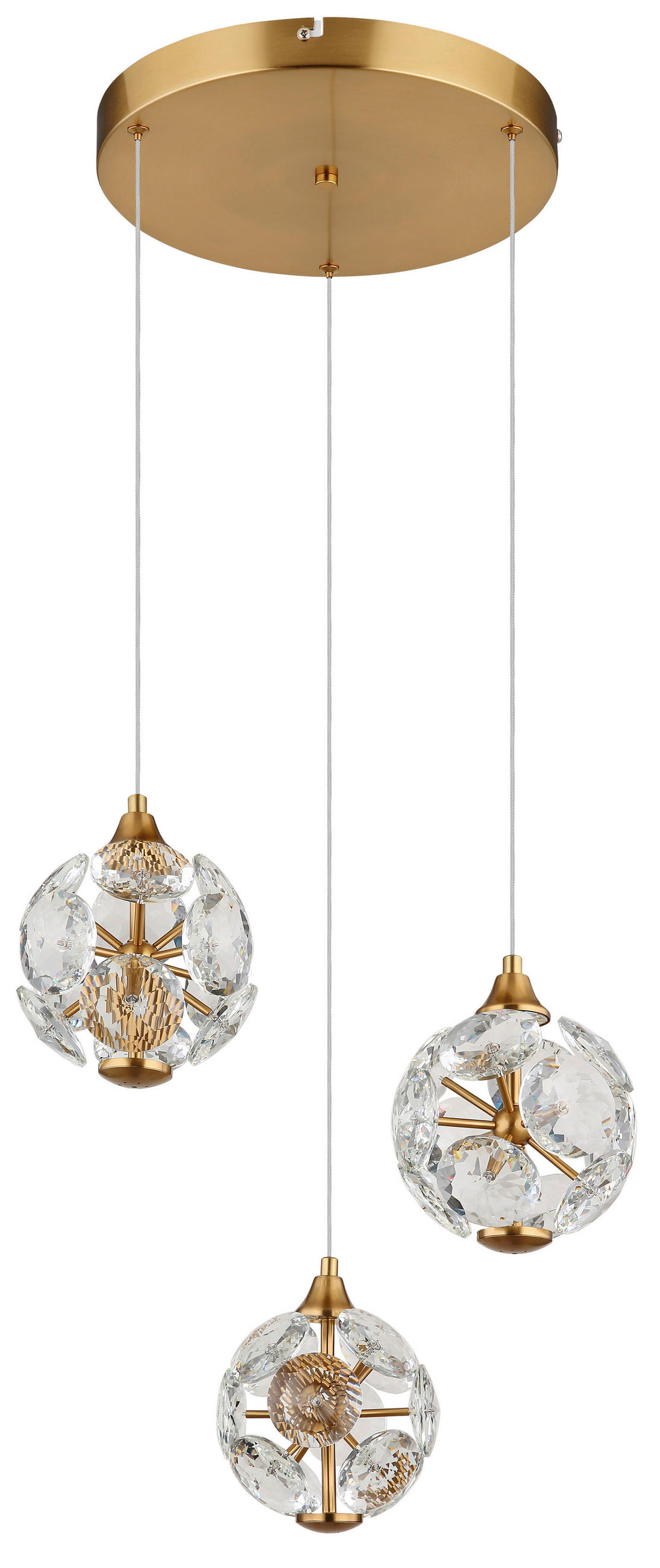 LED-HÄNGLAMPA VIRINA 42/15 cm  - klar/guldfärgad, Klassisk, metall/glas (42/15cm) - Globo