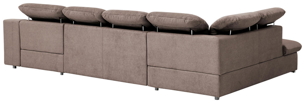 WOHNLANDSCHAFT in Chenille Taupe  - Taupe/Chromfarben, Design, Textil/Metall (212/353/165cm) - Livetastic