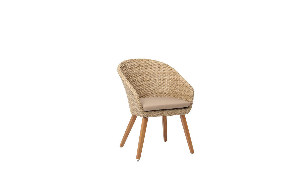 SADA ZAHR. KŘESEL 4 ks, dřevo, kov, plast, textil - barvy teak/barvy akácie, Basics, kov/dřevo (62/77/74cm) - Acamp