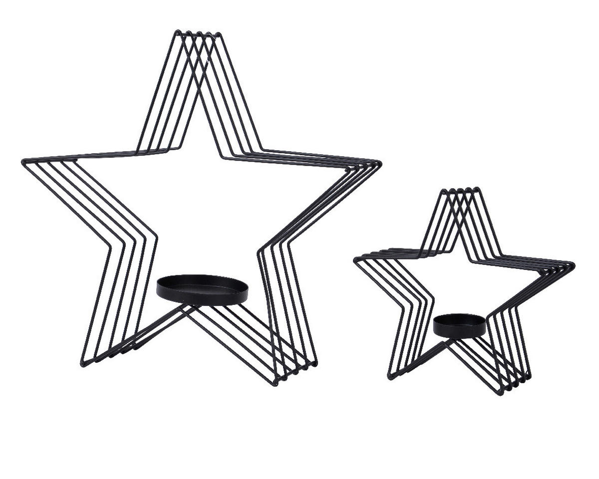 KERZENHALTER - Schwarz, KONVENTIONELL, Metall (7,5/20/20cm)