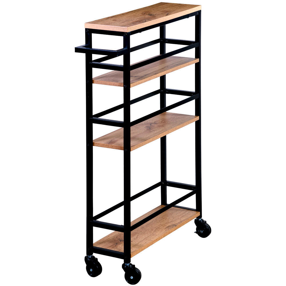 ALLZWECKWAGEN Schwarz, Eichefarben  - Eichefarben/Schwarz, Basics, Holzwerkstoff/Metall (50/81/15cm) - Kesper
