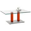 COUCHTISCH Klarglas 110/70/46-65 cm rechteckig Orange, Rot, Edelstahlfarben  - Edelstahlfarben/Rot, Design, Glas/Kunststoff (110/70/46-65cm)