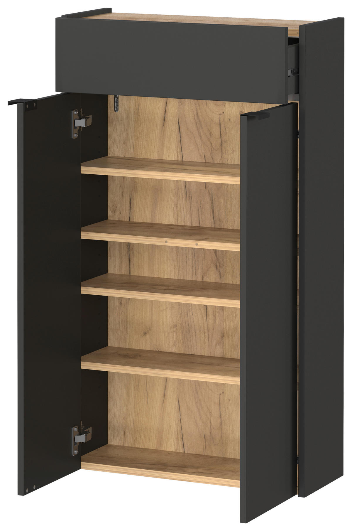 GARDEROBE 3-teilig  in 86/200/22 cm  - Eichefarben/Graphitfarben, Design, Glas/Holzwerkstoff (86/200/22cm)