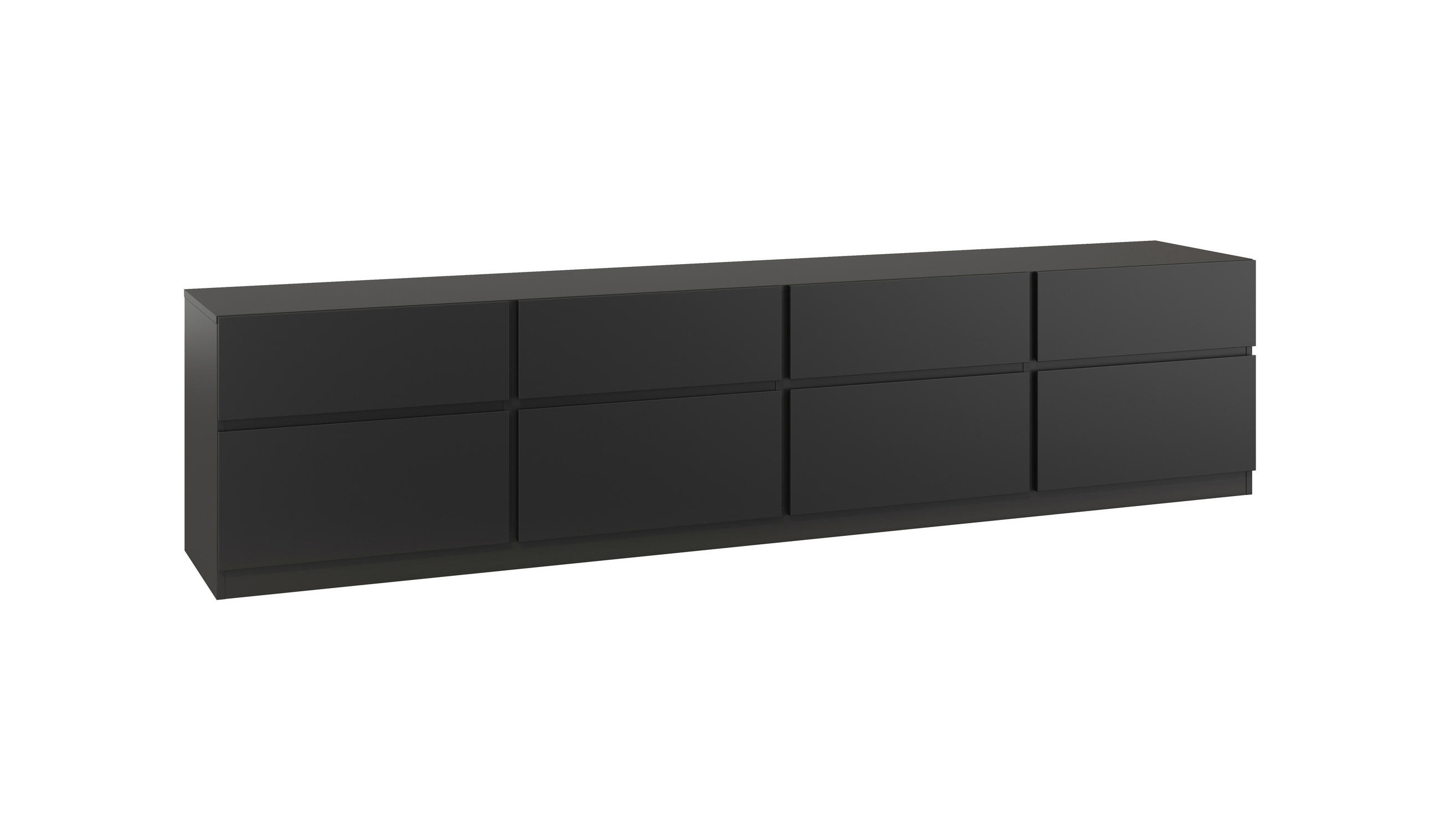 LOWBOARD Bern 224,8/52,3/40 cm 4 Schublade(n) stehend  - Schwarz, Design, Holzwerkstoff (224,8/52,3/40cm) - MID.YOU