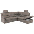 ECKSOFA Grau Mikrofaser  - Beige/Alufarben, KONVENTIONELL, Textil/Metall (239/219cm) - Carryhome